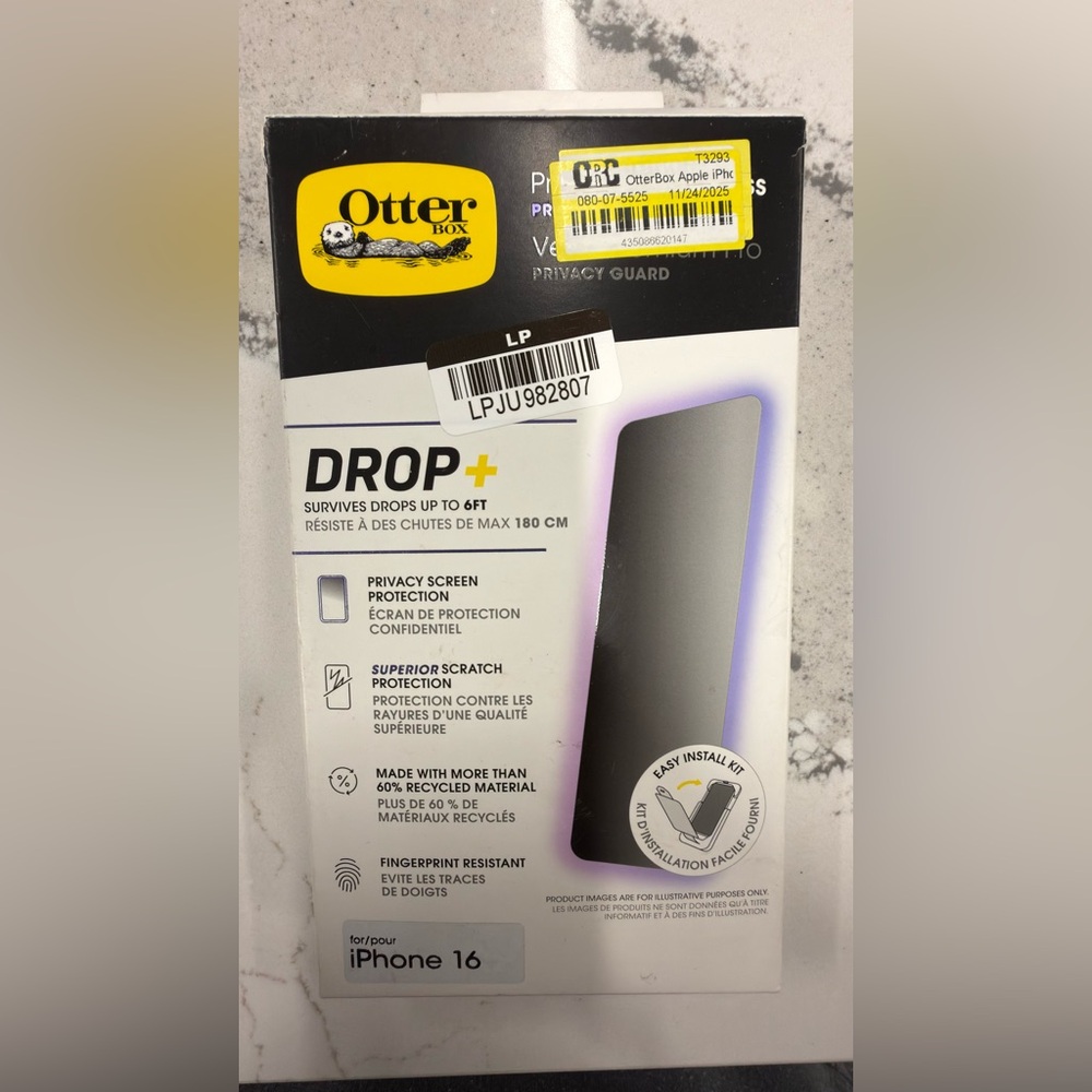 OtterBox DROP+ Privacy Guard Screen Protector - Black and Purple Accent